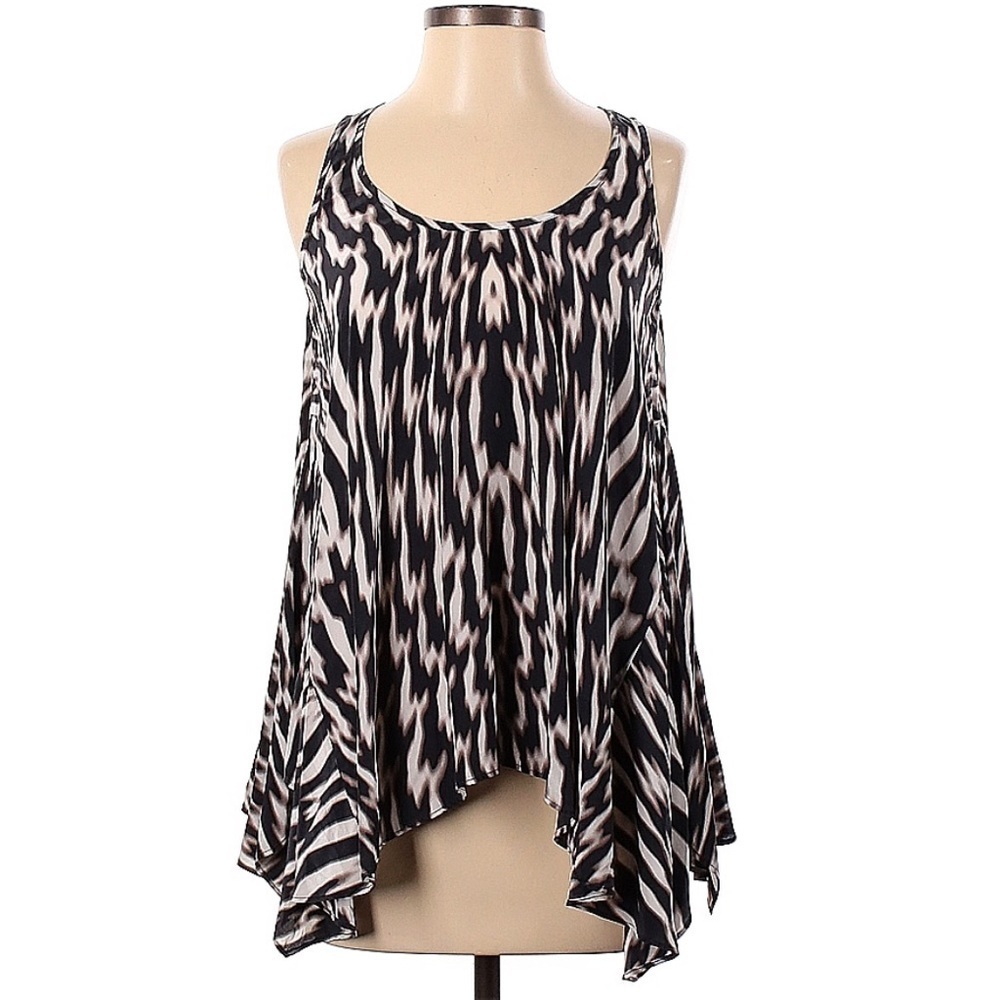 Country Road Animal Print Sleeveless Boho Silk Blouse l SIZE XXS